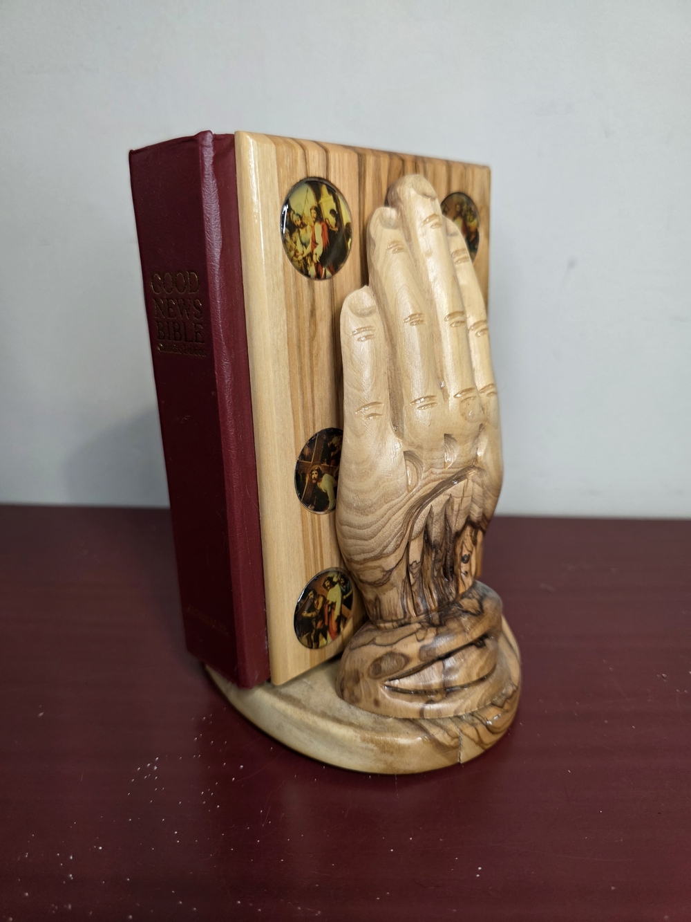 Jerusalem Olive Wood Praying Hands Bible Holder Good News Bible Catholic Gift